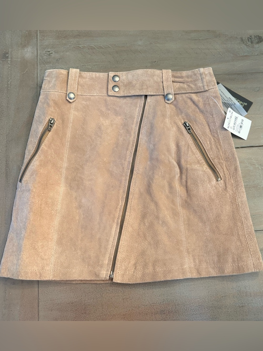 NWT BLANKNYC Zip Genuine Suede Miniskirt Skirt CAFFE LATTE Size 27